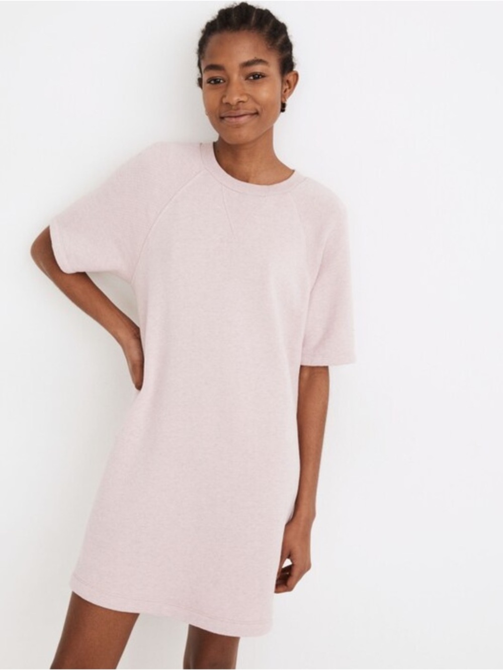 Madewell MWL Airyterry Sweatshirt Tee Dress Heather Wisteria Dove S